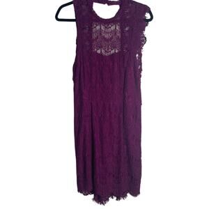 Intimately Free People Purple Dress Sleeveless Open Back Lace, Size medium